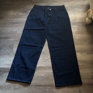 Dark Blue Wide-Leg Jeans